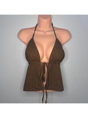 New Brown halter top with tie detail